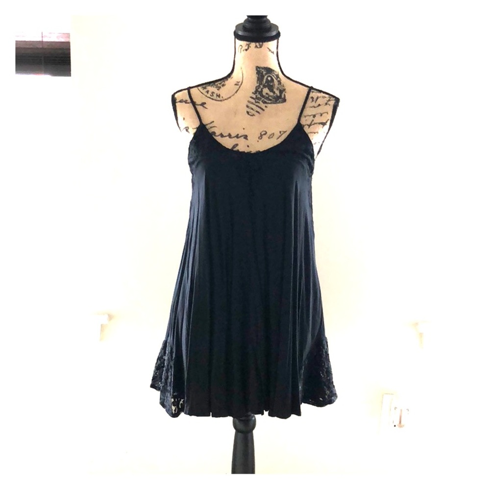 Black with lace details Slip Dress